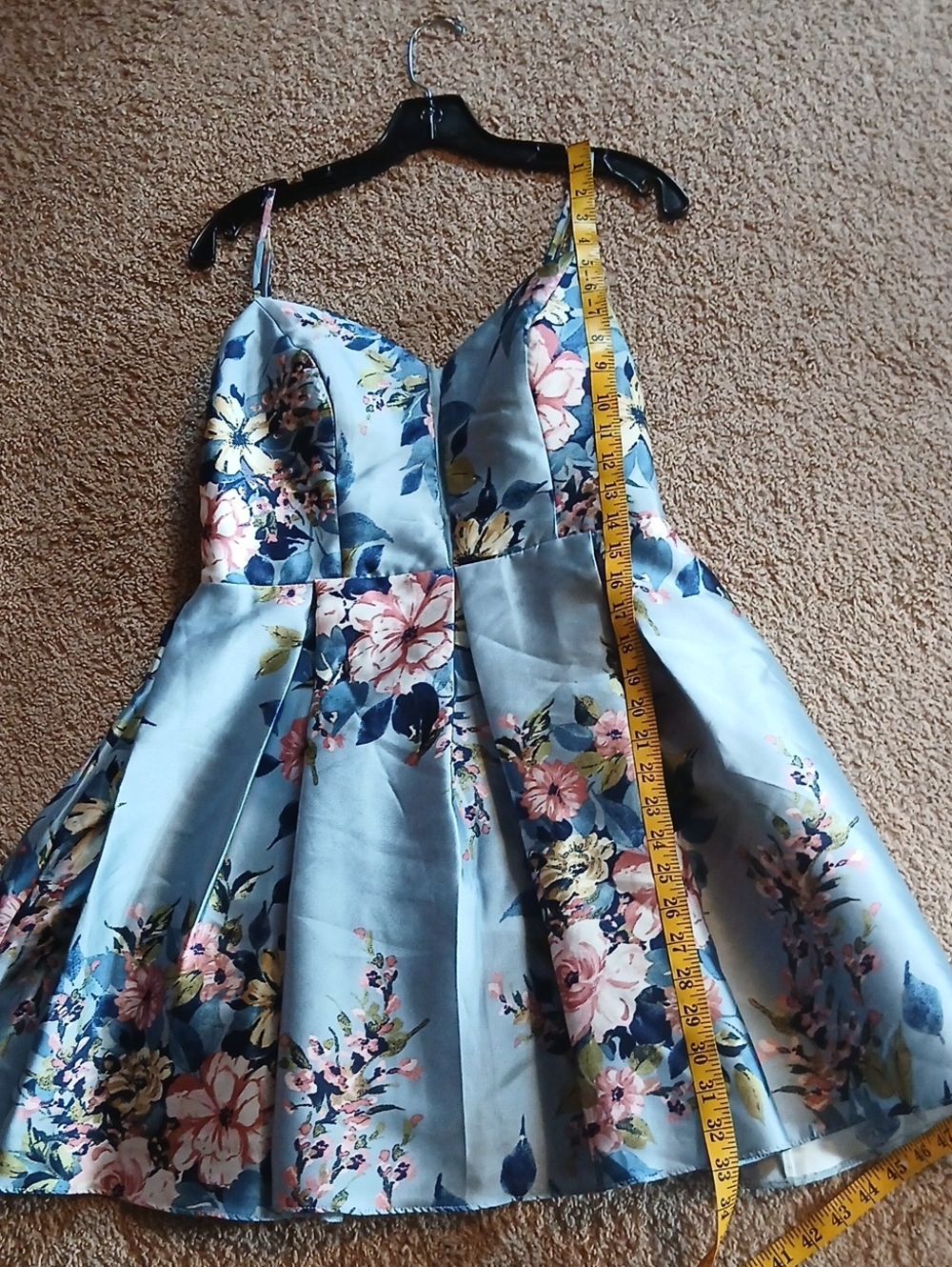 ✅️Teeze Me Sky Blue Floral Fit & Flare Midi Dress 13/14 Waist 32"